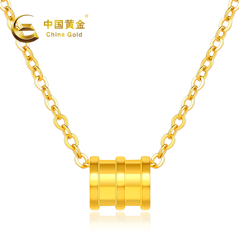 中国黄金足金小蛮腰吊坠送s925银链